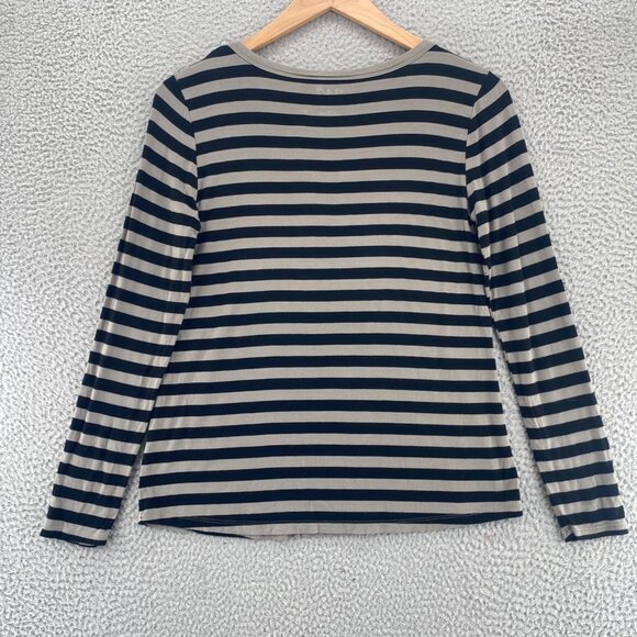 Maurices Top Womens Small Gray Black Striped 24/7 Long Sleeve Stretch Pullover* - Picture 3 of 11